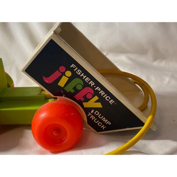 1970 Fisher Price Jiffy Dump Truck 156 Squeeze Bulb Pull Toy VTG - Picture 11 of 16